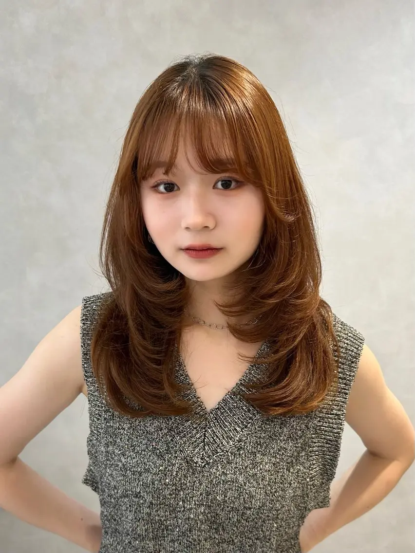 セミロング カラー ベージュカラー ブラウンカラー ブラウンベージュ レイヤーカット ❤️ショートカット ・顔周りカット❤️のヘアスタイル