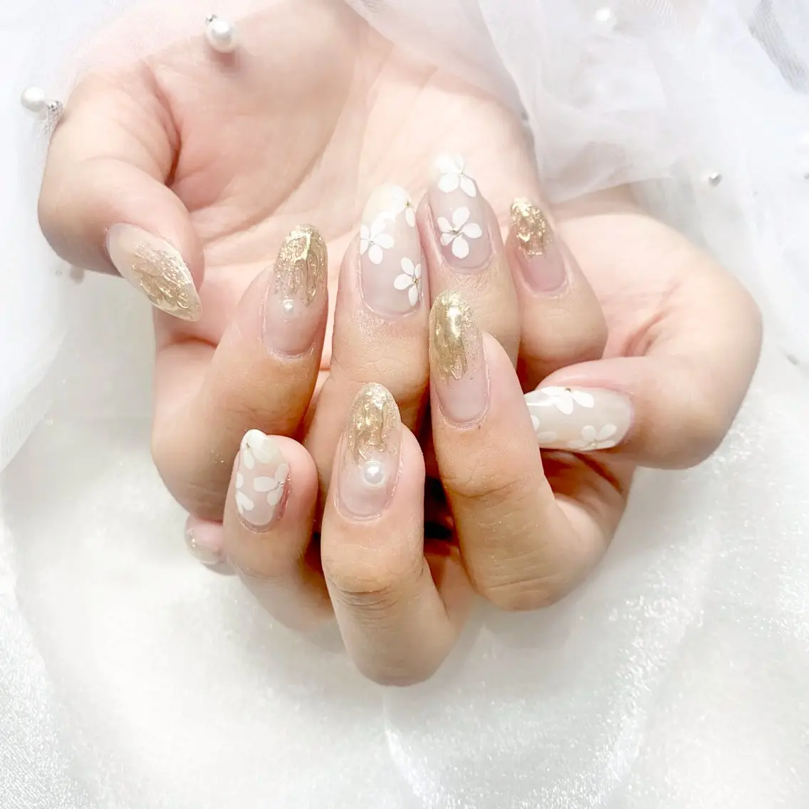 ネイル 長さ出し ジェルネイル キラキラネイル 大理石ネイル(マーブル) ニュアンスネイル Morpho nailのネイルデザイン