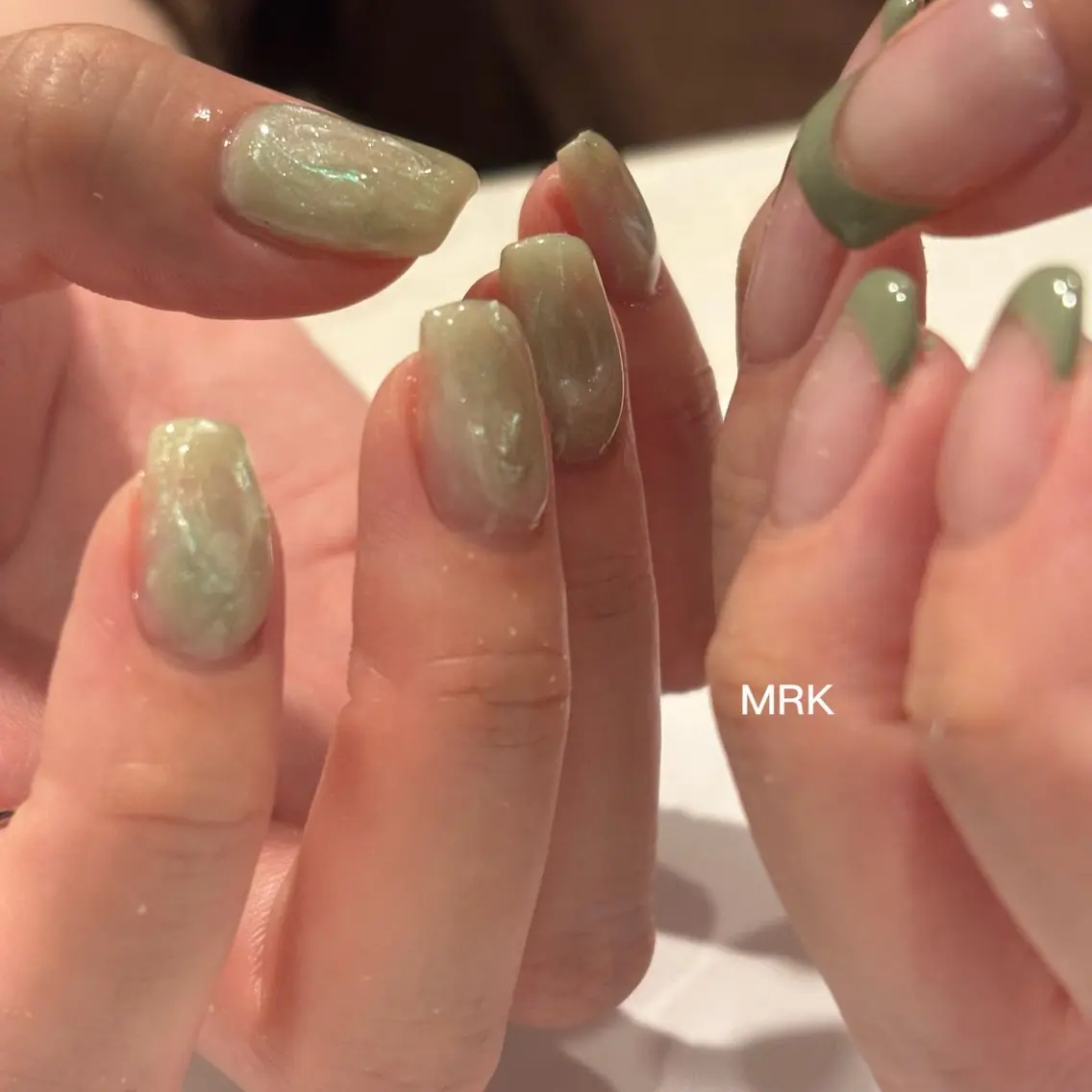 ネイル フレンチネイル グリーン ニュアンスネイル MARUKO nailのネイルデザイン