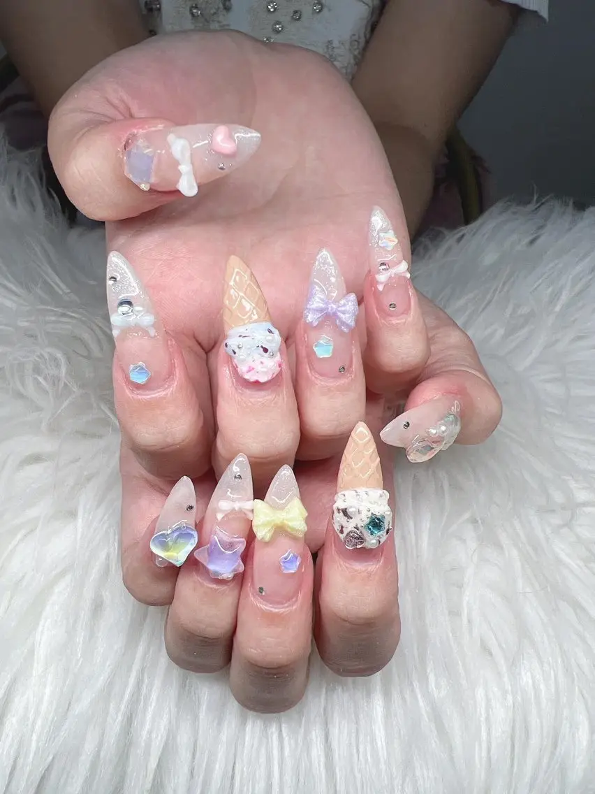 ネイル 長さ出し グラデーション 卒業式 キラキラネイル マグネットネイル ハンドネイル Lee Nailsのネイルデザイン