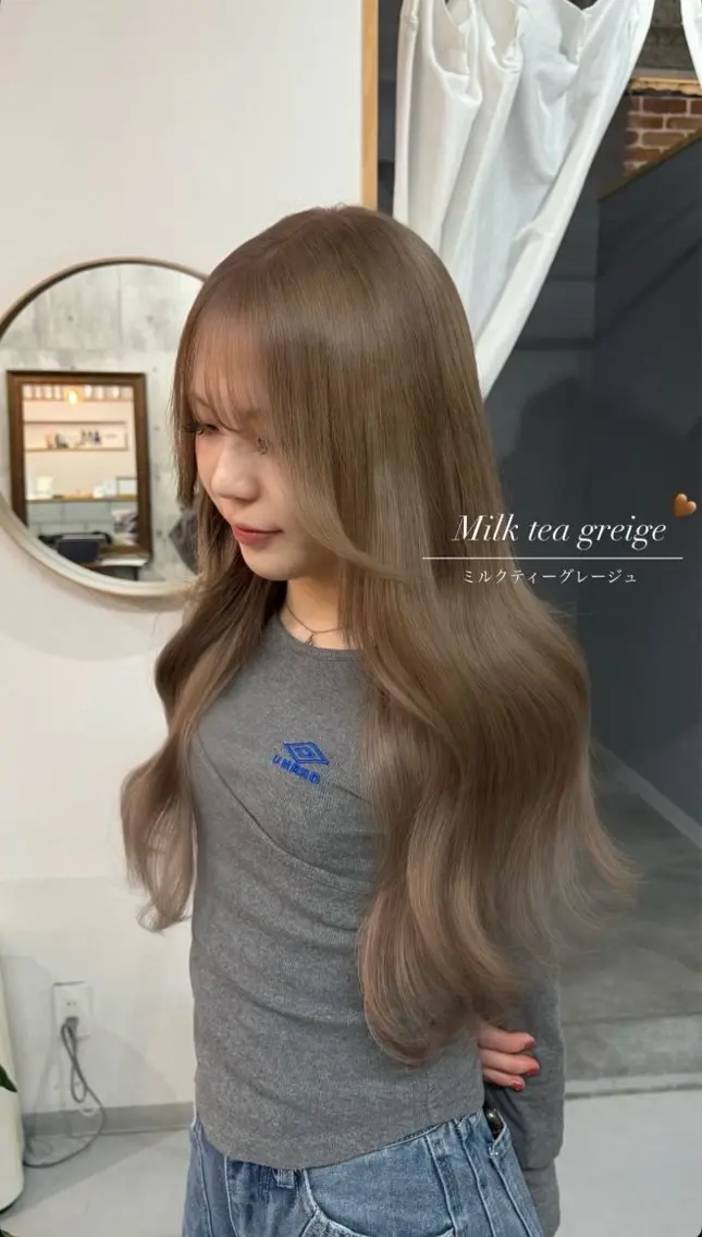 ロング アッシュ ハイライト トリートメント ウルフカット ヘアカラー 高原 瑠菜のヘアスタイル