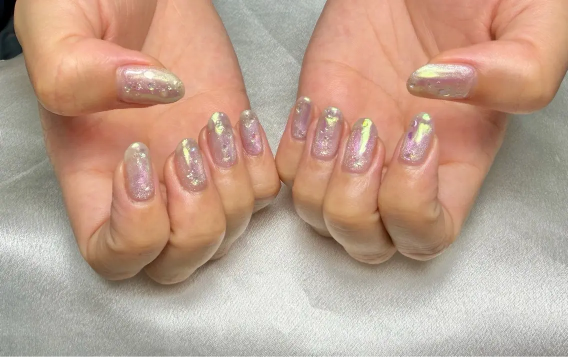 ネイル オーロラネイル マグネットネイル 夏ネイル ハンドネイル BONNIE NAILのネイルデザイン