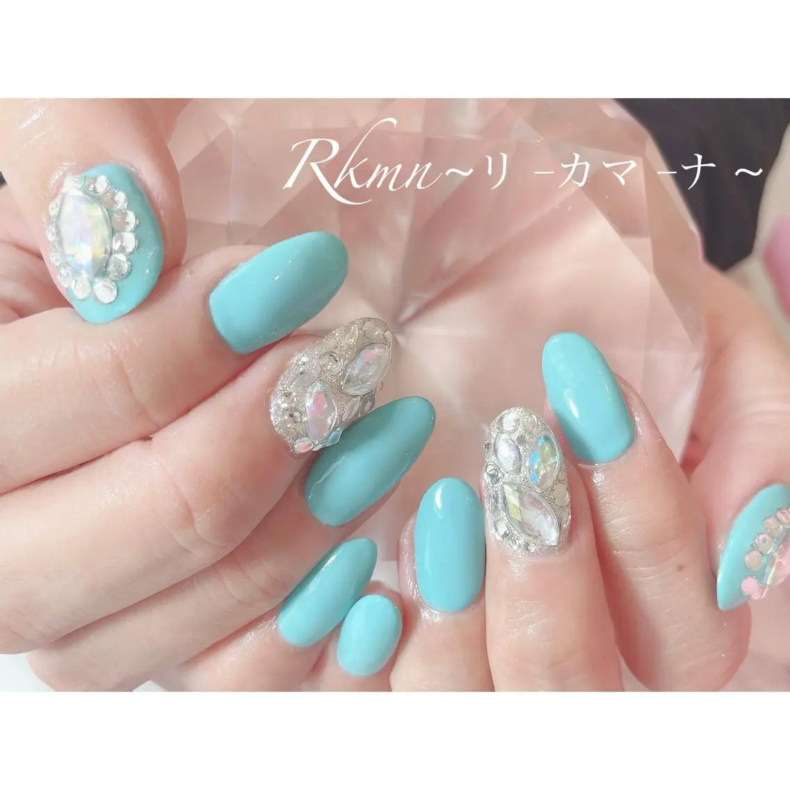 ネイル アートネイル ブルー フレンチネイル ジェルネイル グラデーション ハンドネイル フットネイル ハンドケア Rkmn ~リ-カマ-ナ~のネイルデザイン