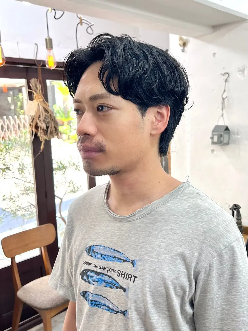 ショート パーマ メンズ センターパート マッシュ メンズパーマ カット パーマ トリートメント 木村陸弥🌿似合わせ 再現性メンズヘアのヘアスタイル