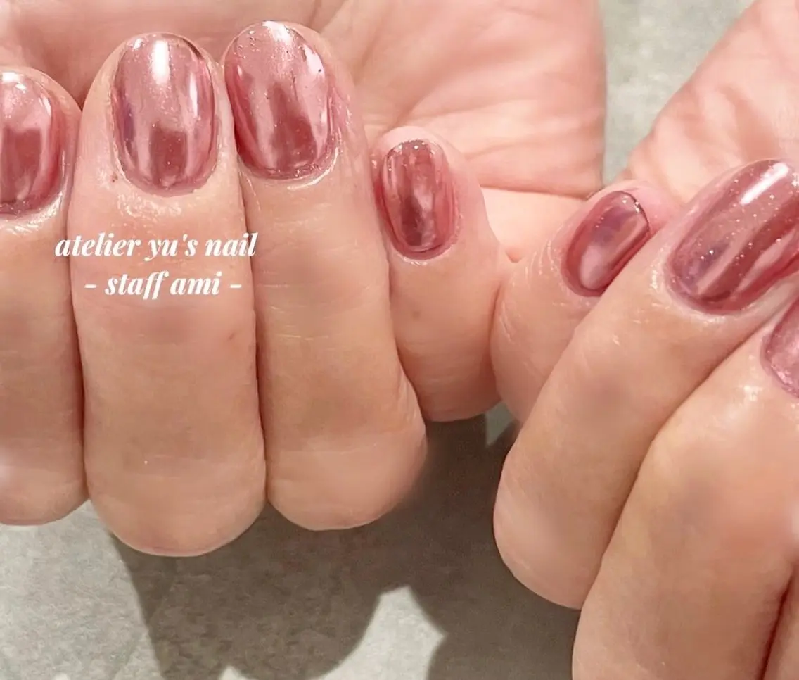 ネイル ミラーネイル ワンカラーネイル ハンドネイル ハンドケア atelier yu's nailのネイルデザイン