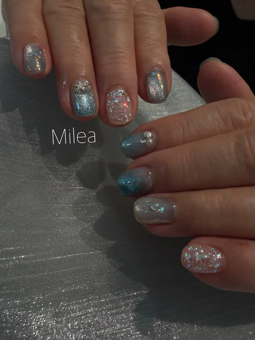 ネイル ハンドネイル Milea🩵 Sayaka🪩のネイルデザイン