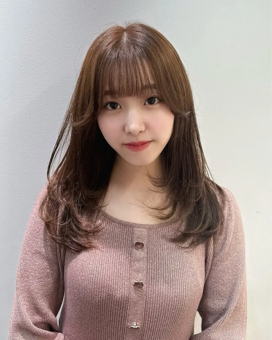 ミディアム ヘアカラー トリートメント 顔周りレイヤー/新宿 /モテ艶カラー/航介のヘアスタイル