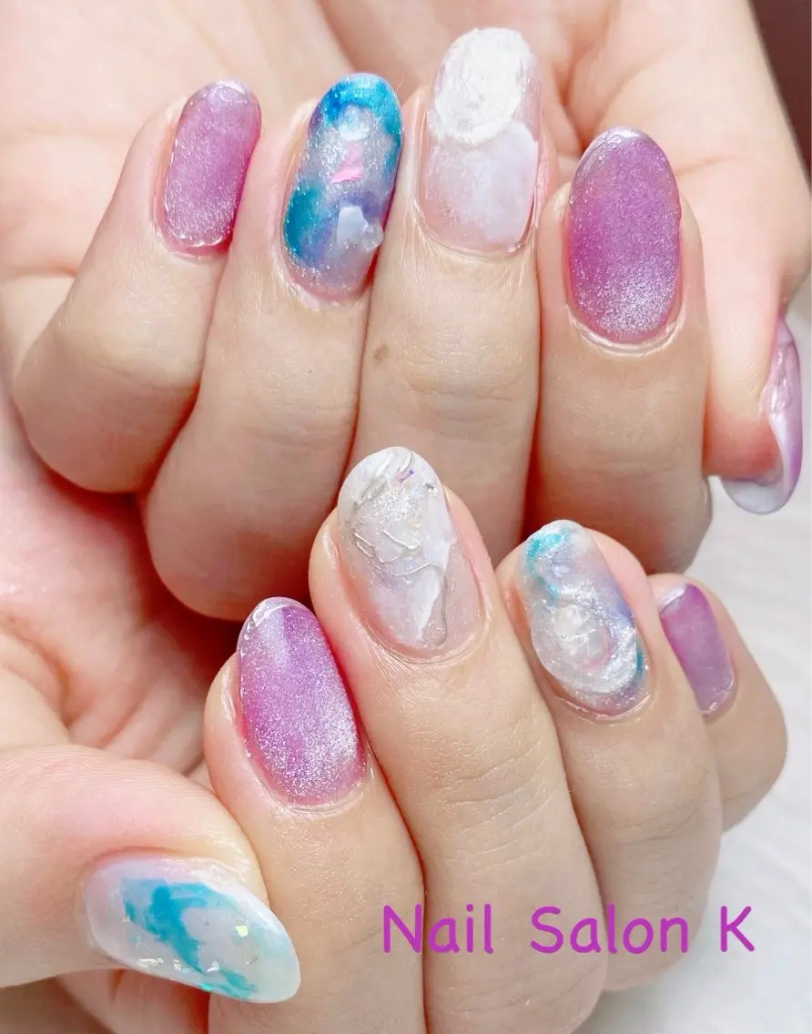 ネイル 持ち込み ニュアンスネイル ぷっくりネイル ハンドネイル Nail Salon K 🧸美爪育成のネイルデザイン