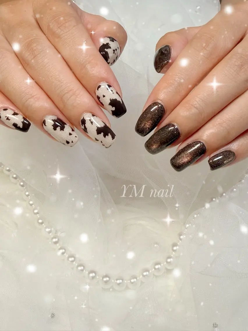 ネイル ブラウン マグネットネイル ハンドネイル YM nailのネイルデザイン