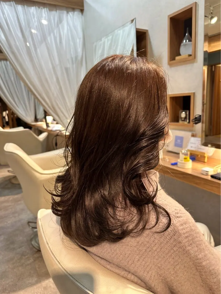 【前髪カット付き❣️】髪質改善カラー➕髪質改善トリートメント🎀※ロング料金が別途かかります。の写真