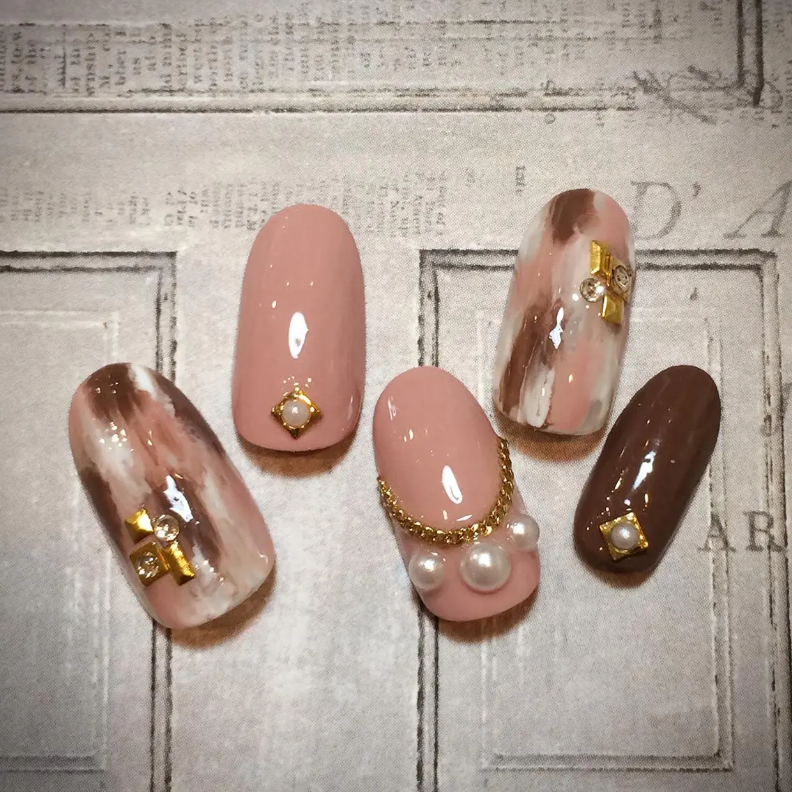 ネイル ブラウン ピンク jdn kayokoのネイルデザイン