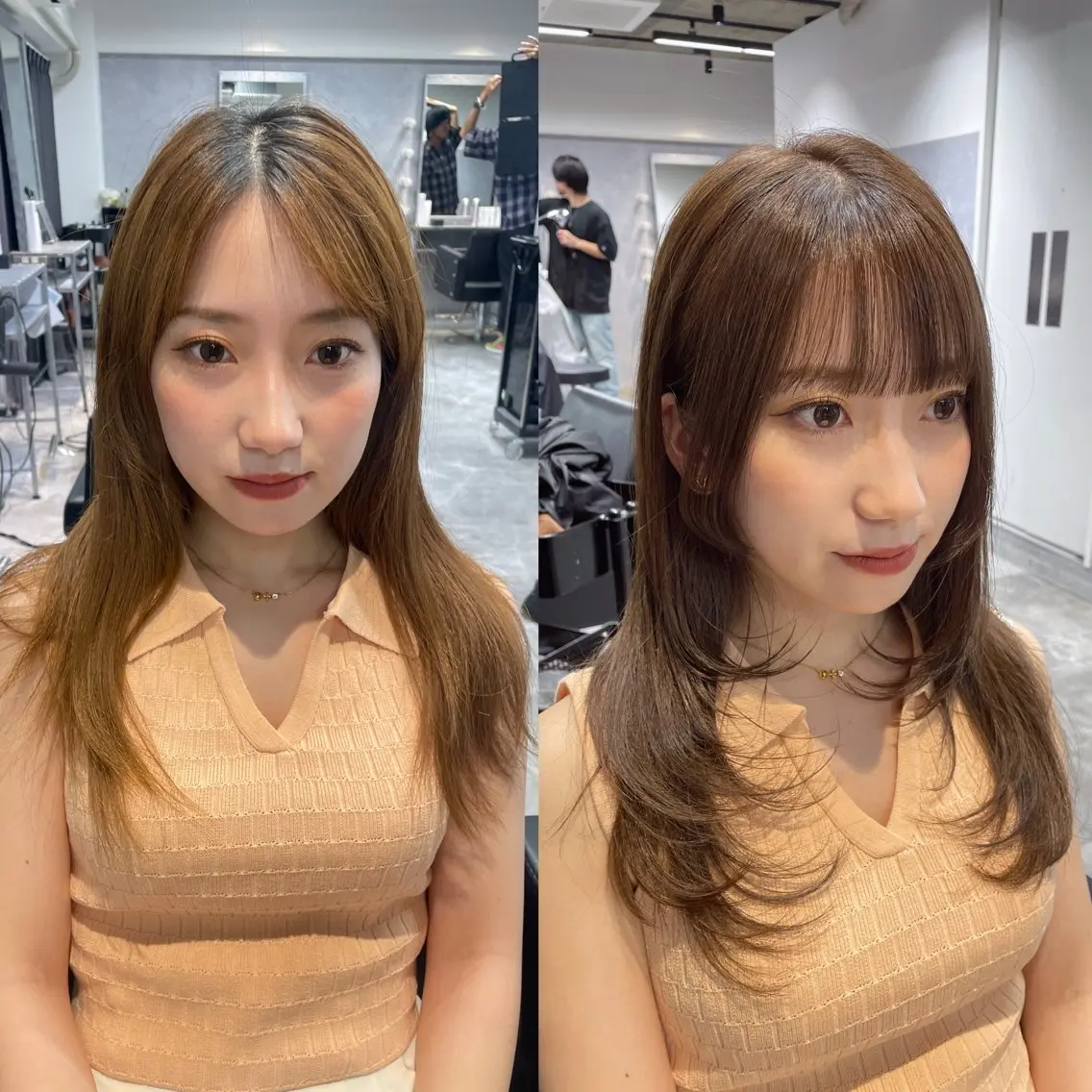 ロング ヘアカラー トリートメント 透明感カラー🇰🇷 レイヤー✨桑原　研太のヘアスタイル