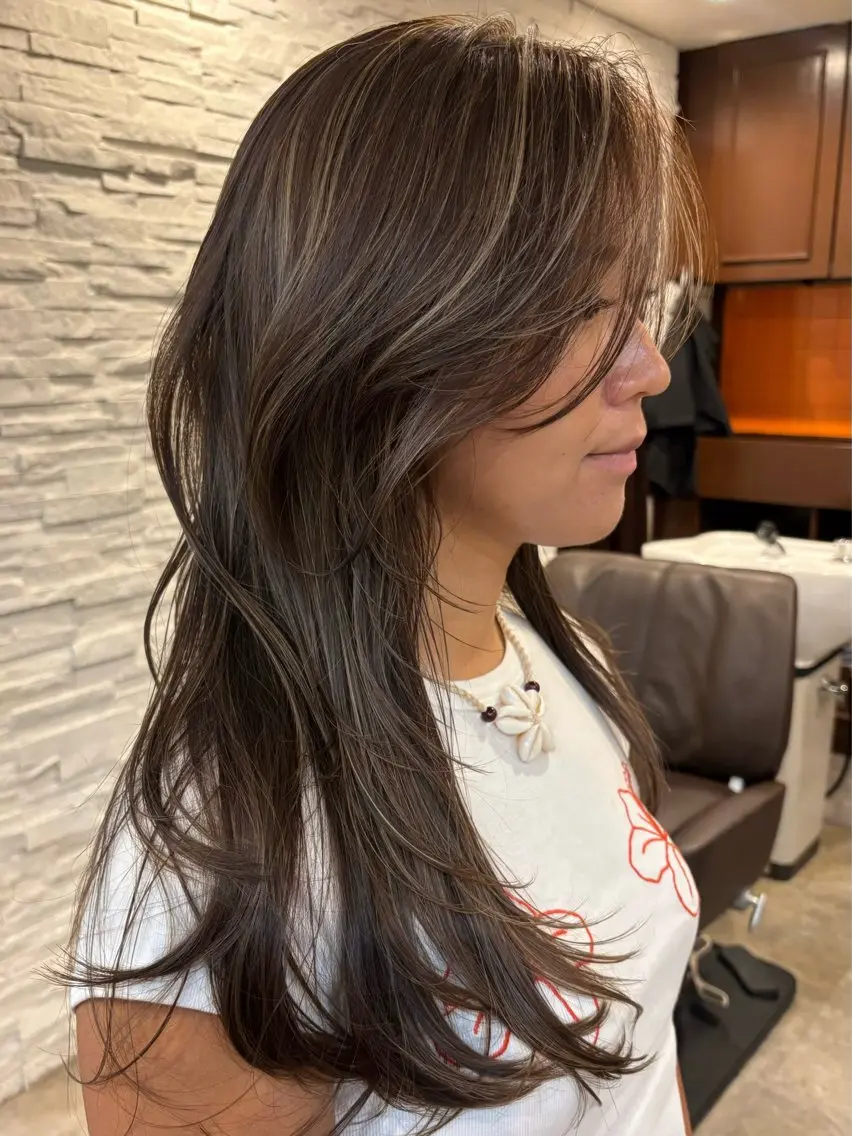 セミロング ハイライト トリートメント 🌺海外風ハイライト 🌺カマタ アンナのヘアスタイル