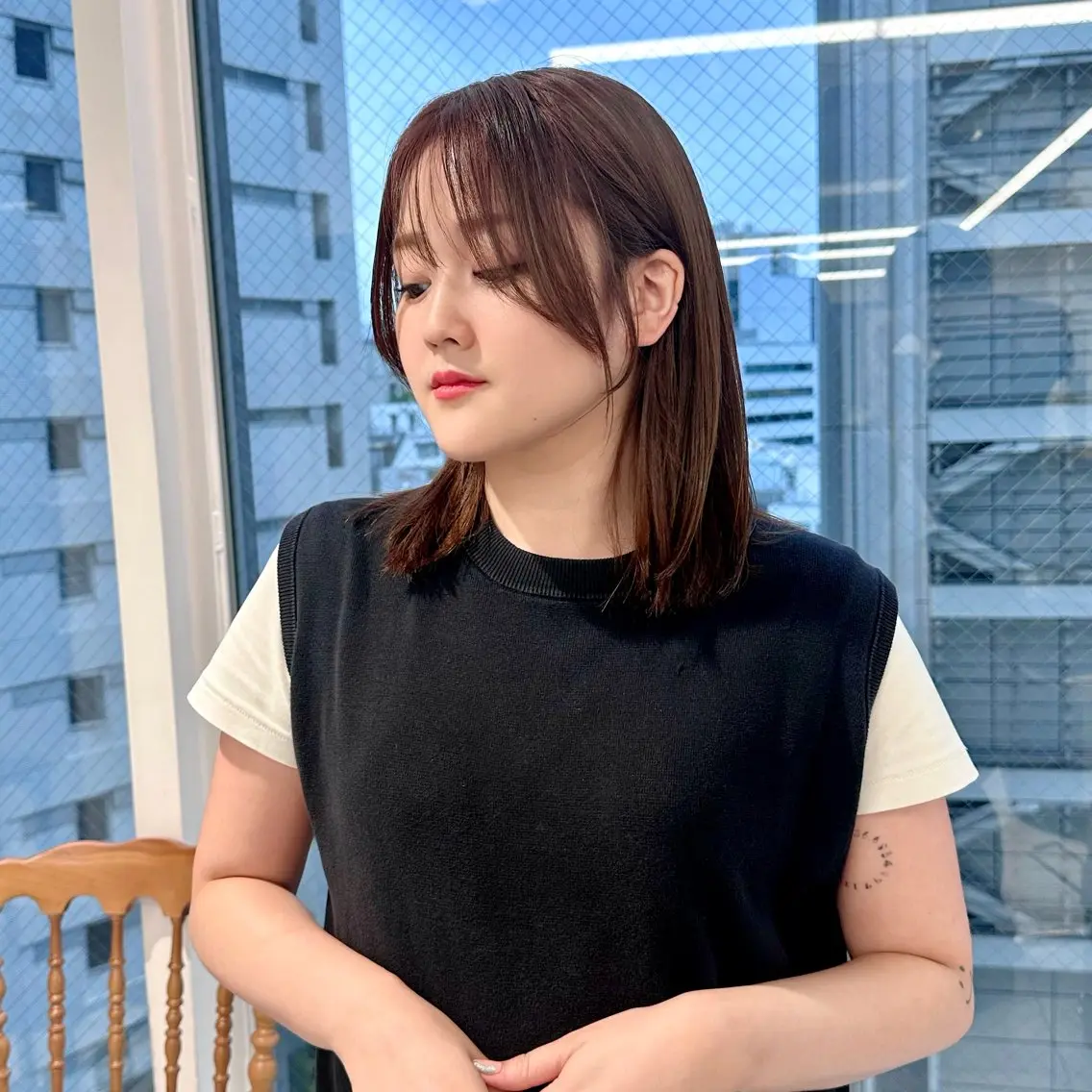 ミディアム カラー カット ヘアカラー トリートメント ブリーチなし/レイヤ ー特化🌈Tommyのヘアスタイル