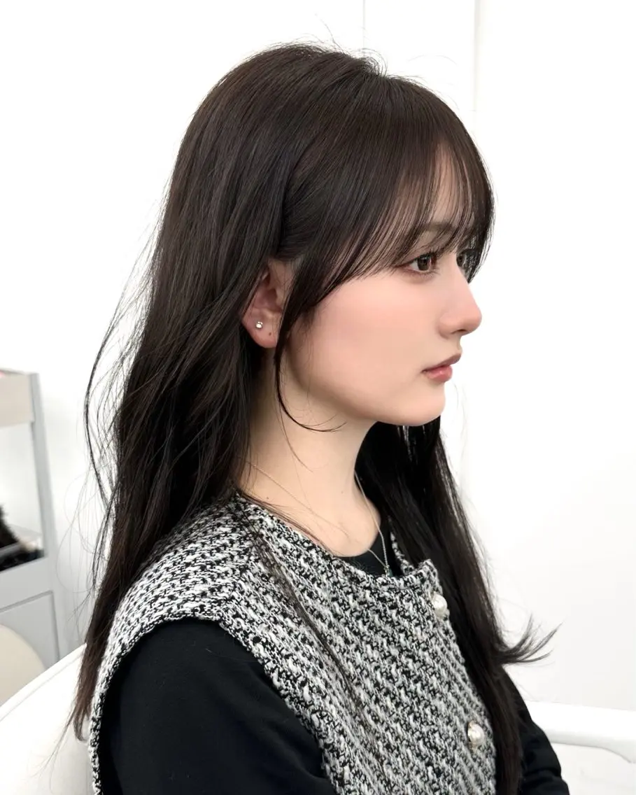 セミロング 韓国風ヘア レイヤーカット カット ヘアカラー トリートメント ヘッドスパ ヘアセット 前髪顔まわりカット 🌈中村海聖のヘアスタイル