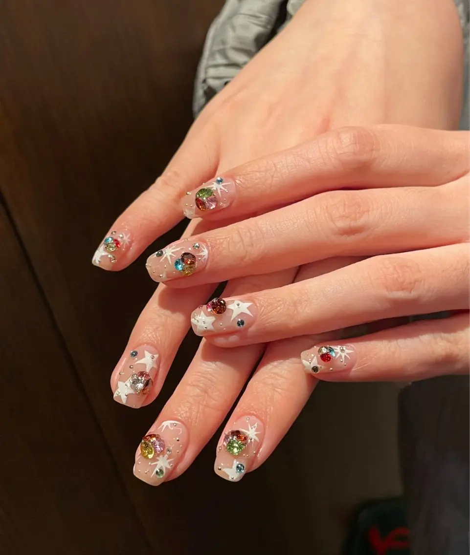 ネイル アートネイル オーロラネイル チークネイル 長さ出し フットネイル ハンドネイル Blossom nail_研修のネイルデザイン