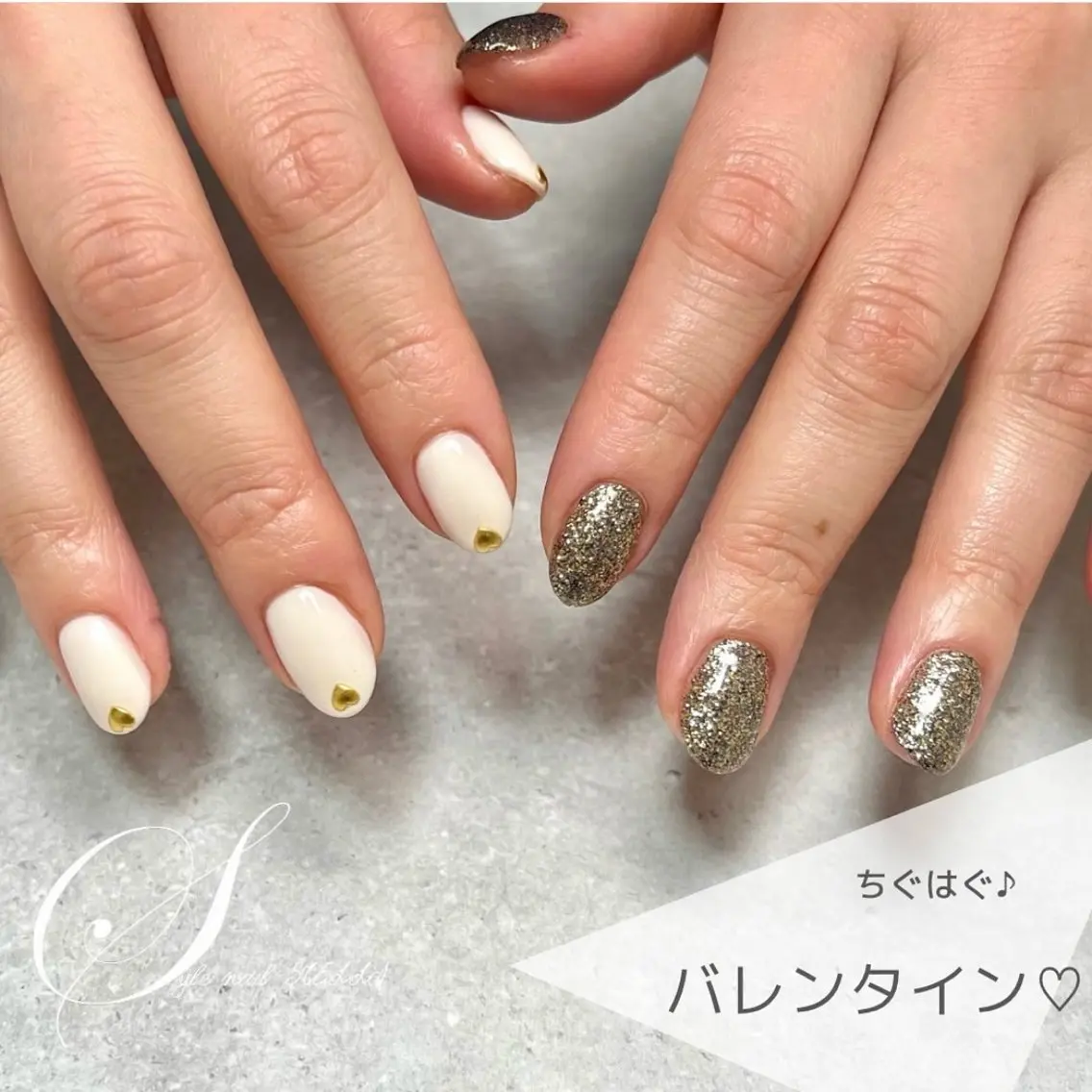 ネイル ハート ワンカラーネイル バレンタイン ハンドネイル ステラ marikominoのネイルデザイン