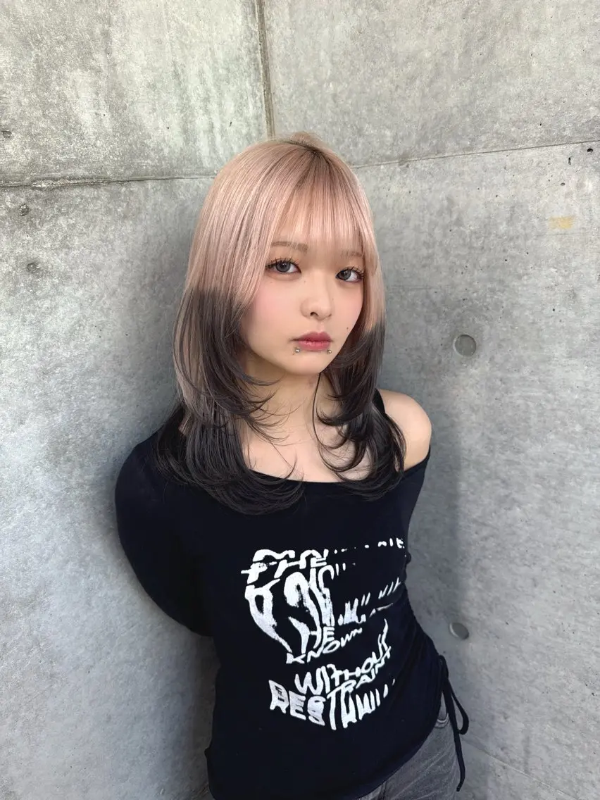 ミディアム カラー ヘアカラー トリートメント ヘアセット レイヤーダブルカラー KYONのヘアスタイル