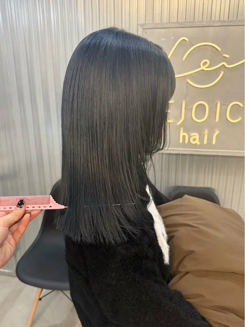 カラー ブリーチ ブルーカラー ブルーグレー ♡noa/ボブ ナチュラルカラー♡のヘアスタイル