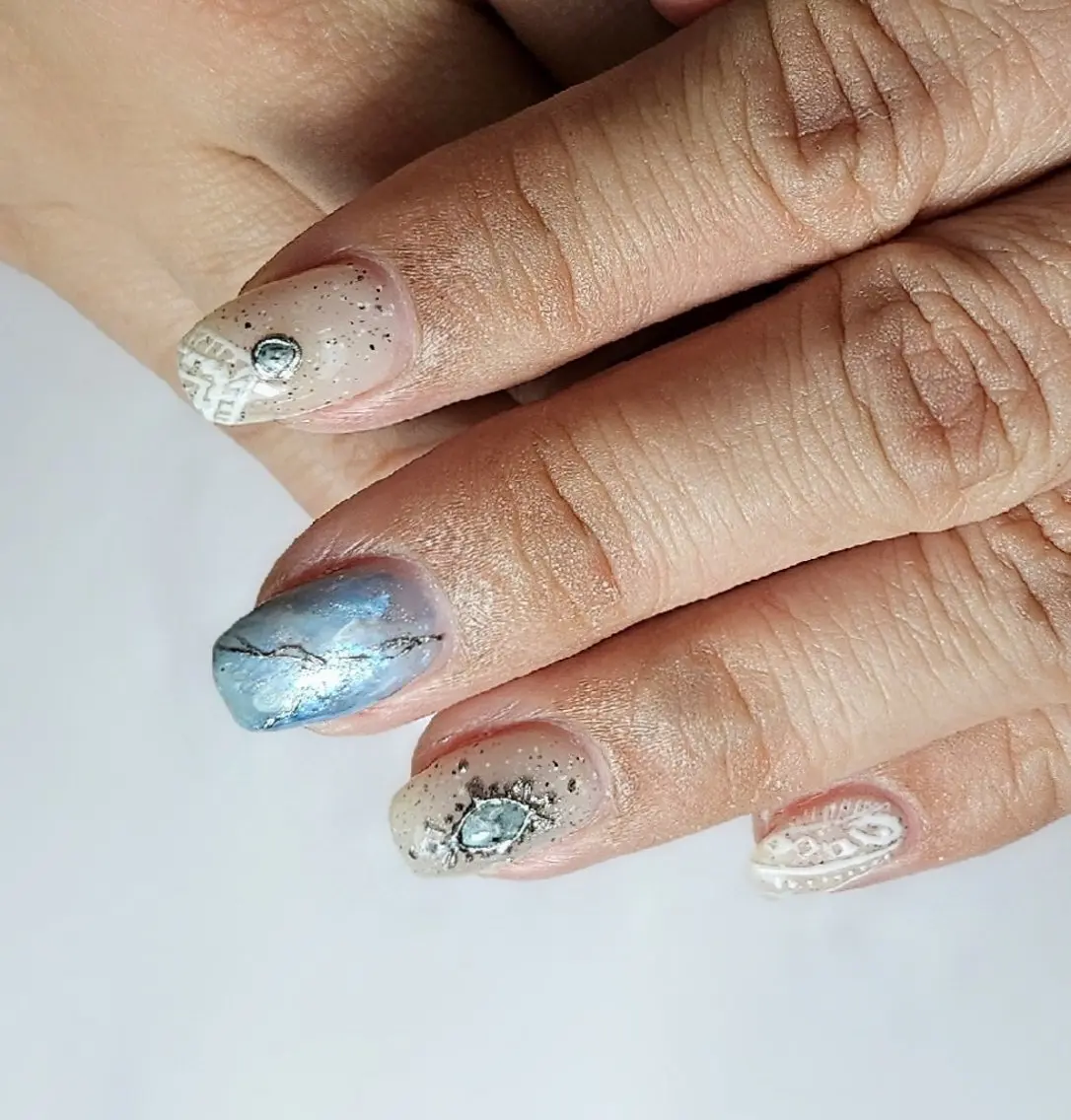 ネイル ブルー ラメ(グリッター) マグネットネイル ハンドネイル Noah'snail   のネイルデザイン