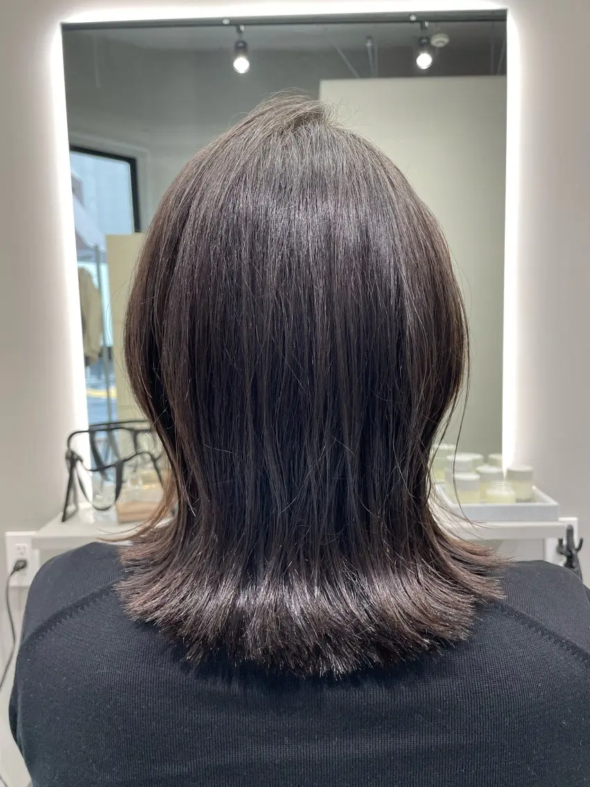 ミディアム カラー 外ハネヘア ヘアカラー トリートメント ✨中野✨髪質改善✨ 野口虎剛のヘアスタイル