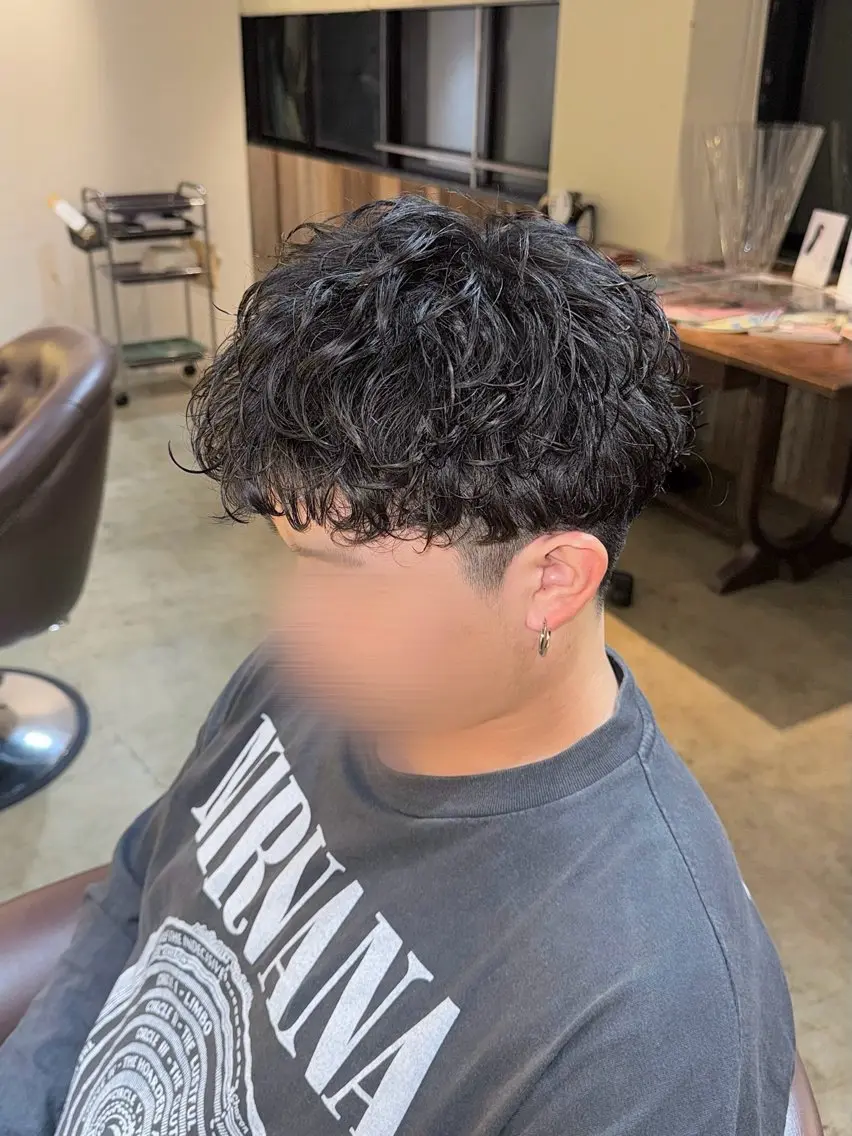 ショート パーマ メンズ カット パーマ BEHIND THE CURTAIN りこのヘアスタイル