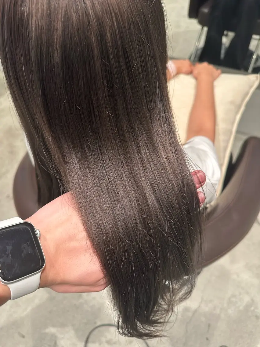 ミディアム カラー 縮毛矯正 髪質改善ストレート 中林優太のヘアスタイル