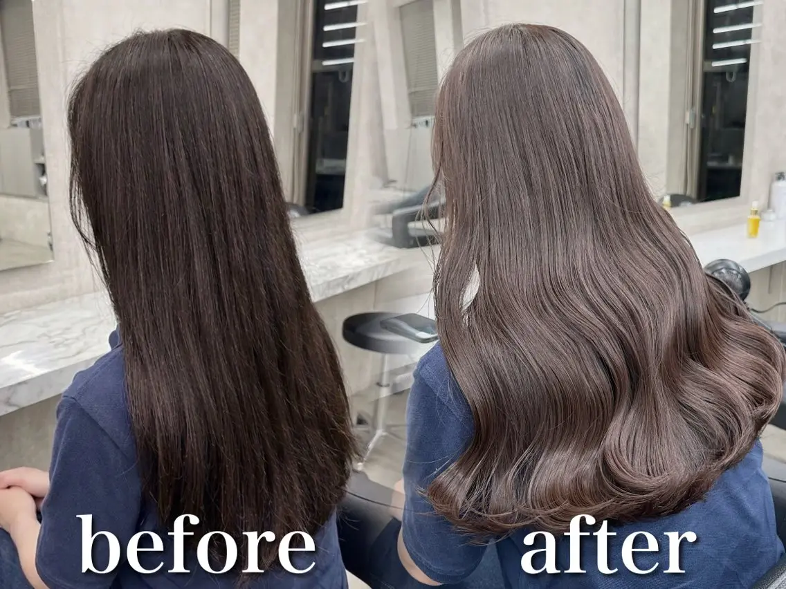 ロング カラー カット ヘアカラー 縮毛矯正 トリートメント ブリーチ縮毛矯正飛我 韓国ヘア🫧のヘアスタイル
