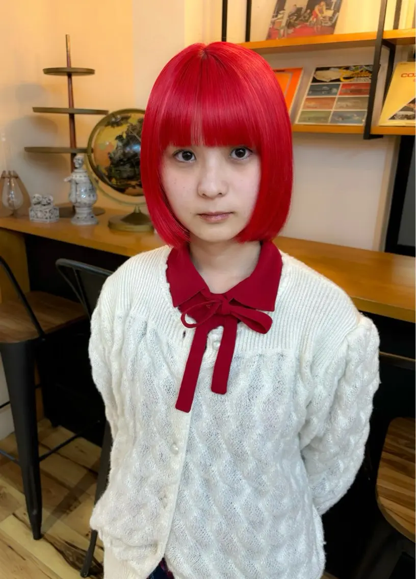 ミディアム カラー ブロンド レッドカラー ヘアカラー トリートメント ハイトーン／メンズ YANAのヘアスタイル