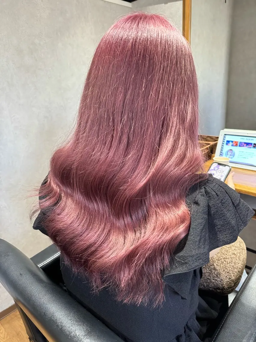 ロング カラー ピンクカラー カット ヘアカラー ✨ハイトーン カラー福岡拓也✨のヘアスタイル