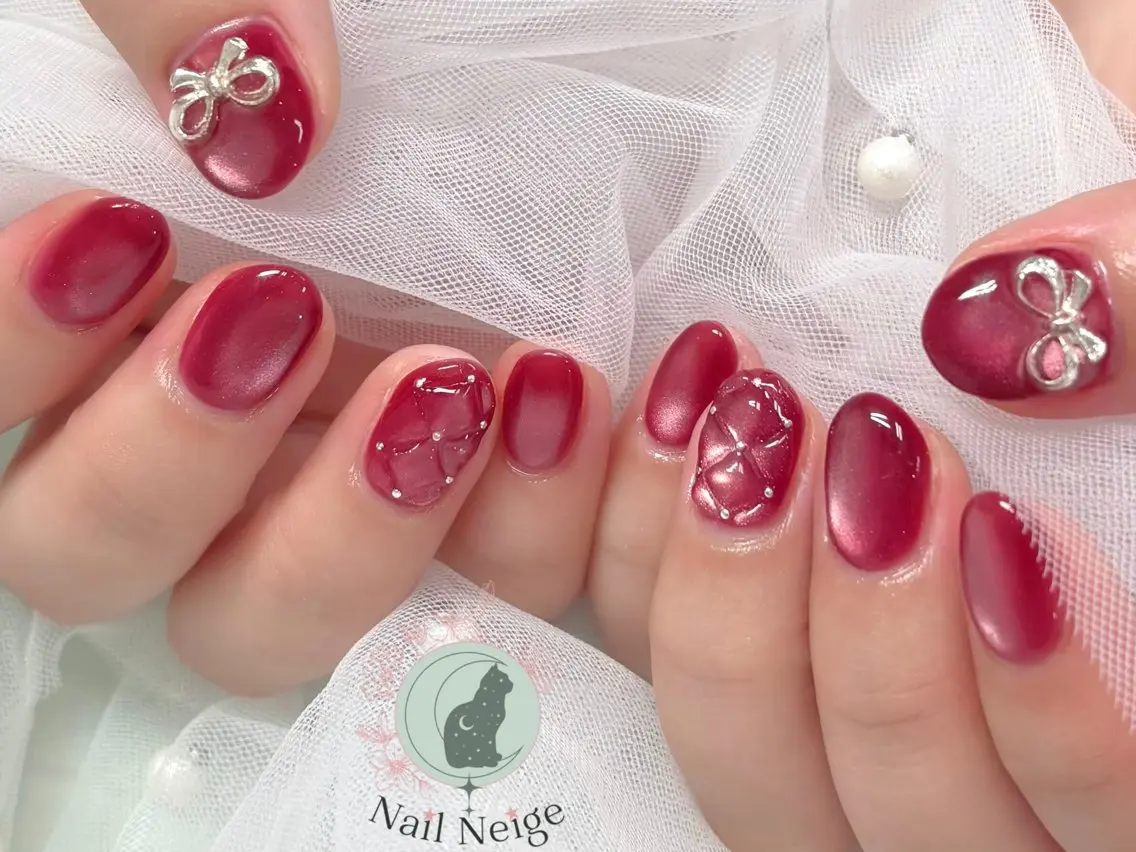 ネイル アートネイル ジェルネイル 持ち込み パラジェル 冬ネイル Nail Neige🐈🌙のネイルデザイン