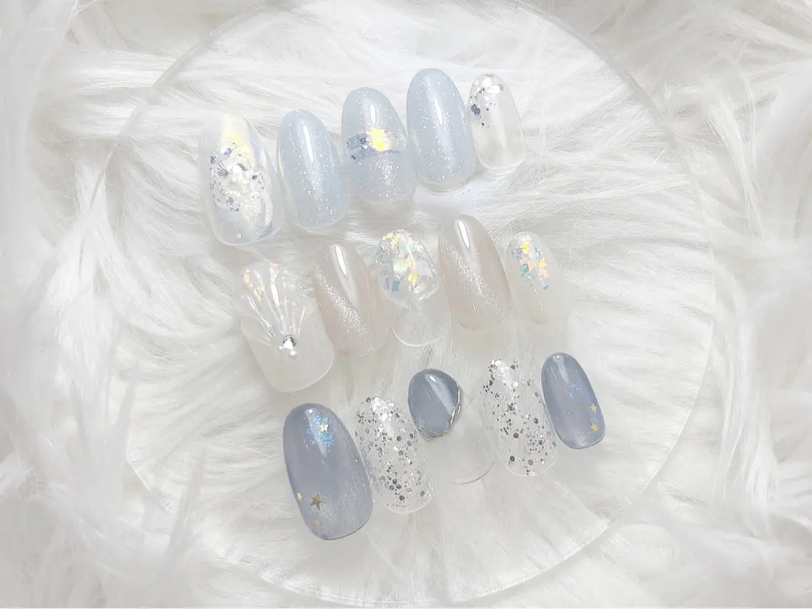 ネイル オーロラネイル 夏ネイル ハンドネイル nail care salon -&-のネイルデザイン