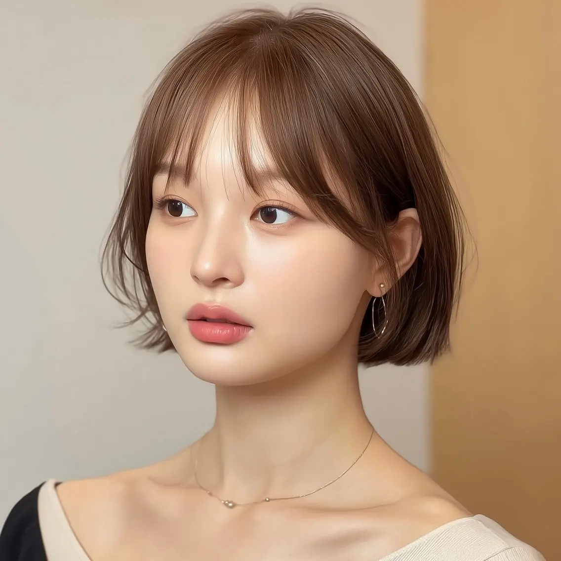 ミディアム カラー ヘアアレンジ カット ヘアカラー トリートメント 💥透明感カラー×レ イヤーボブリクト💥のヘアスタイル