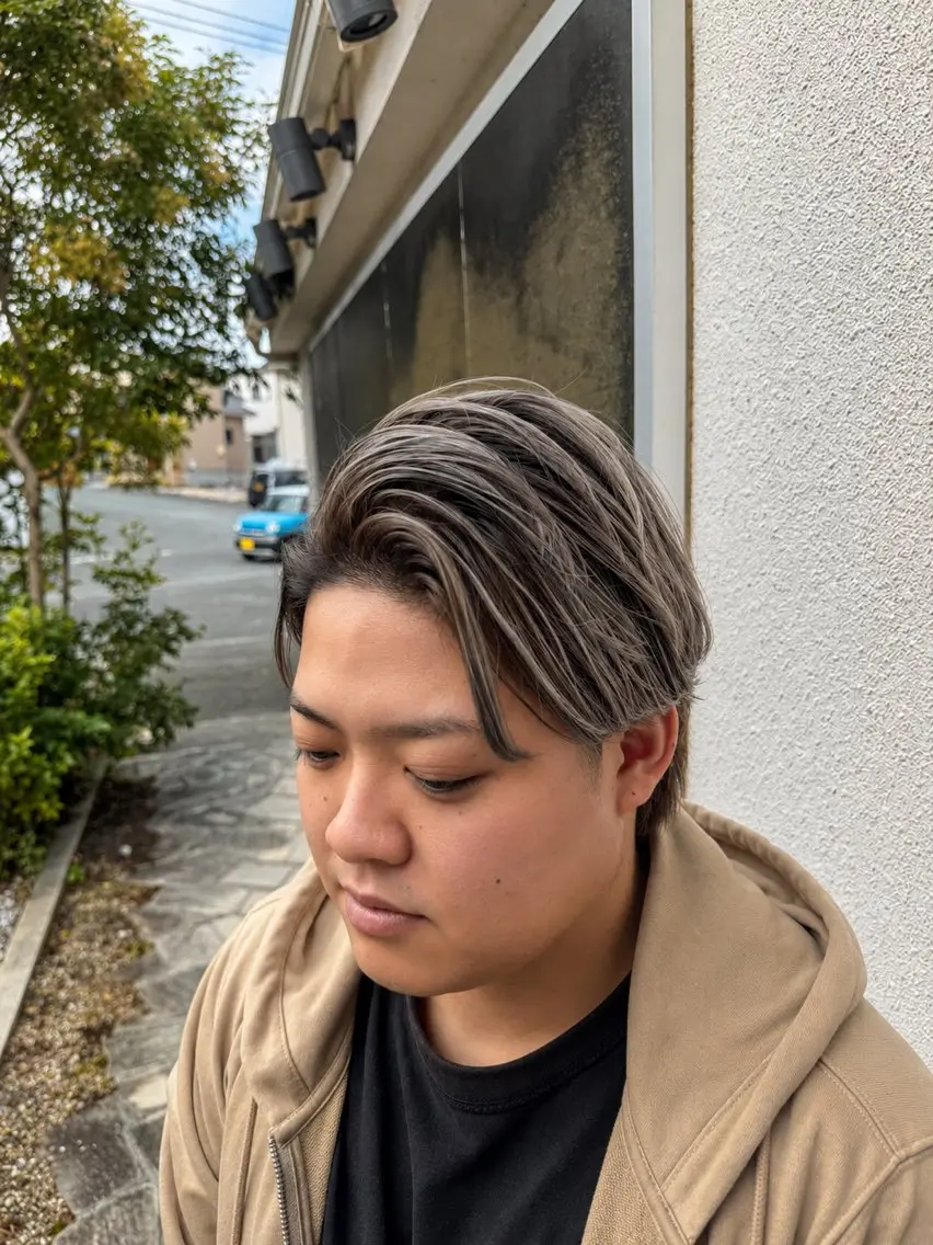 ショート カラー バレイヤージュ レイヤーカット メンズ特化/ツイスパ ハイライト/松井のヘアスタイル