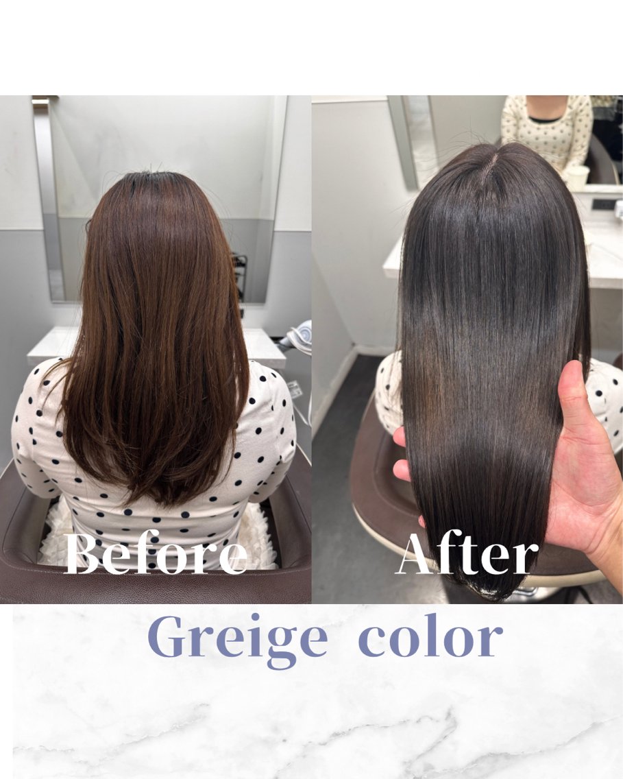 ロング カラー 透明感カラー グレージュ 髪質改善 トリートメント カット ヘアカラー トリートメント 【美髪矯正 /髪質改善】RINのヘアスタイル