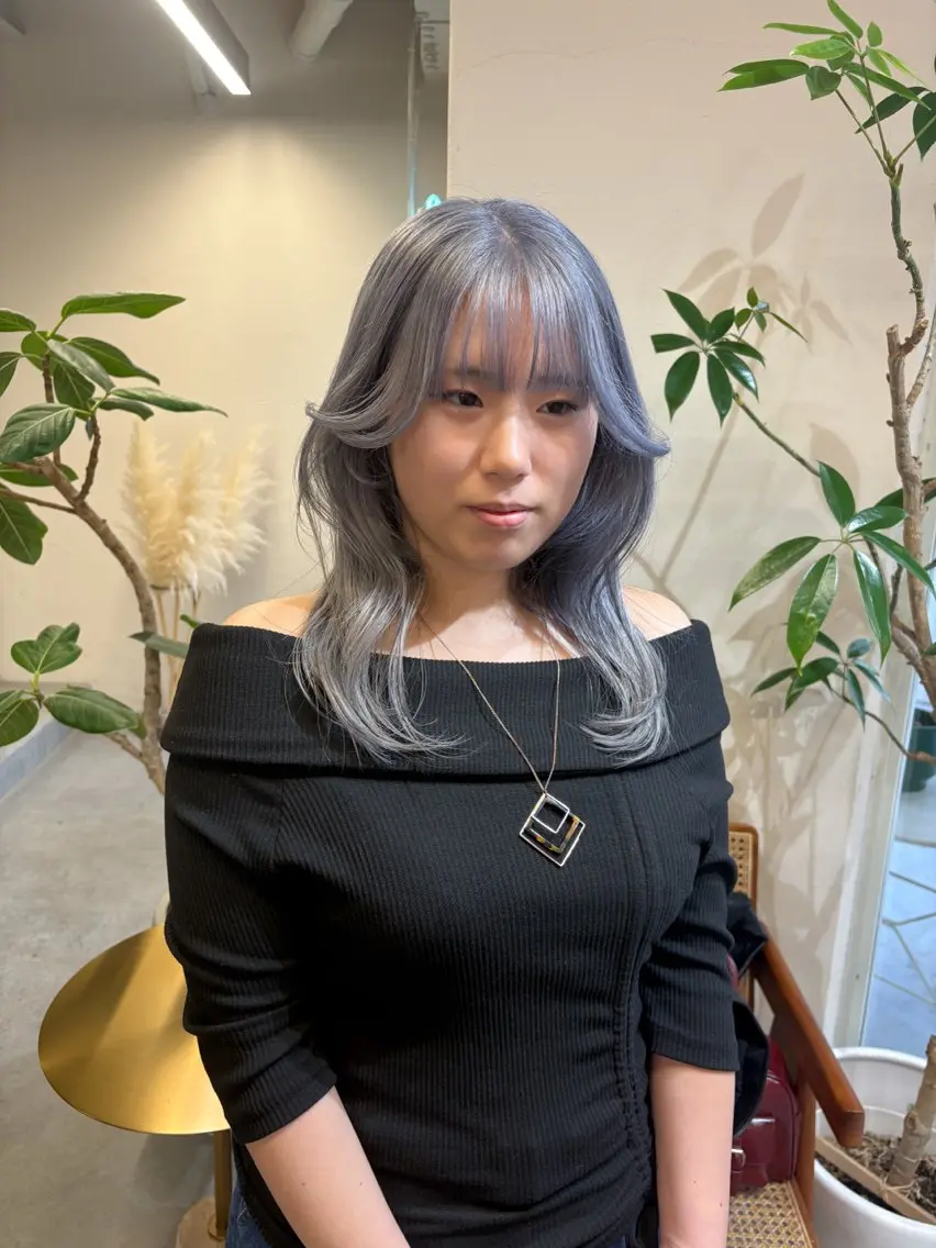 セミロング カラー シルバー 韓国風ヘア ヘアカラー トリートメント ヘアセット 💎韓国風レイヤー /ボブ💎Namiのヘアスタイル