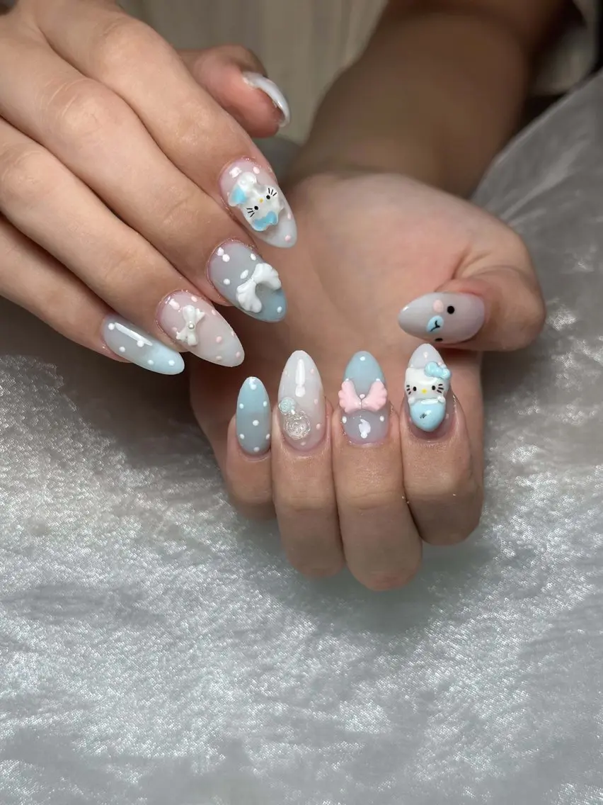 ネイル アートネイル 長さ出し ジェルネイル キラキラネイル 韓国ネイル ハンドネイル Anela Nail Studioのネイルデザイン