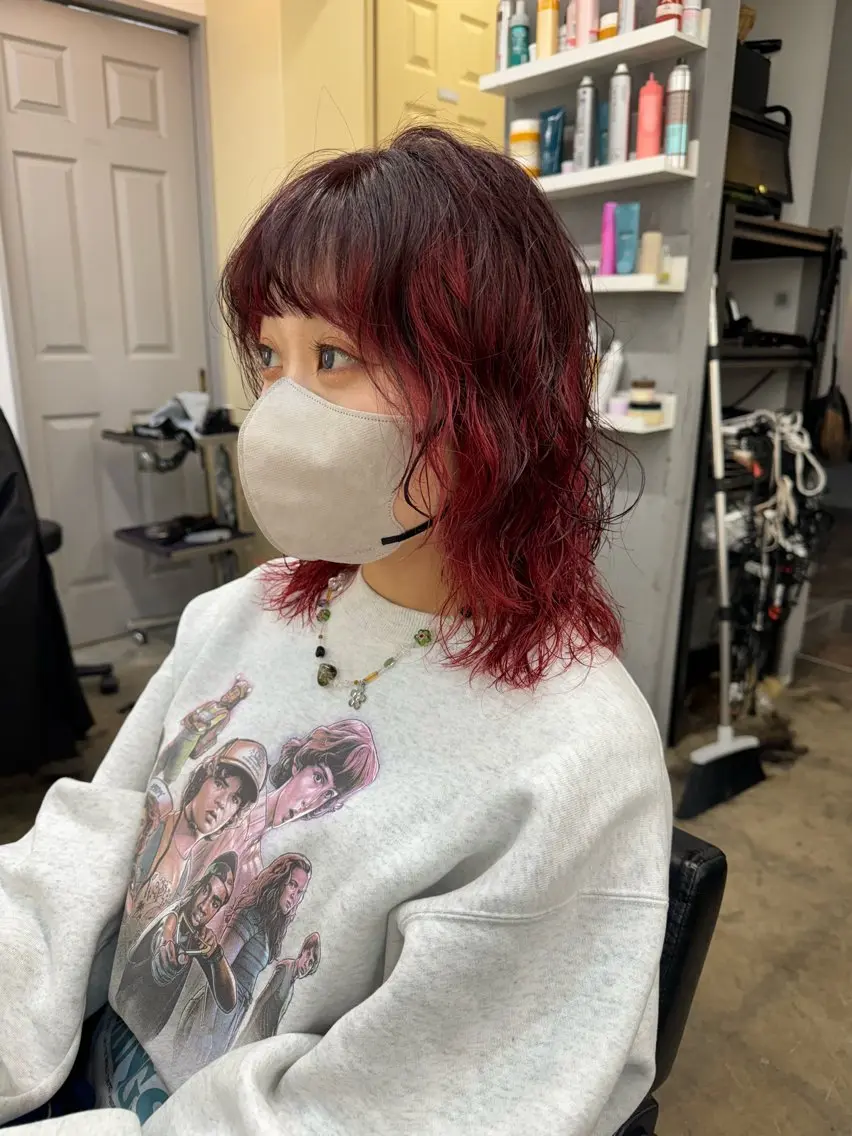 ミディアム カラー パーマ ミディアムパーマ ブリーチ カット ヘアカラー パーマ 早瀬裕之 パーマのヘアスタイル