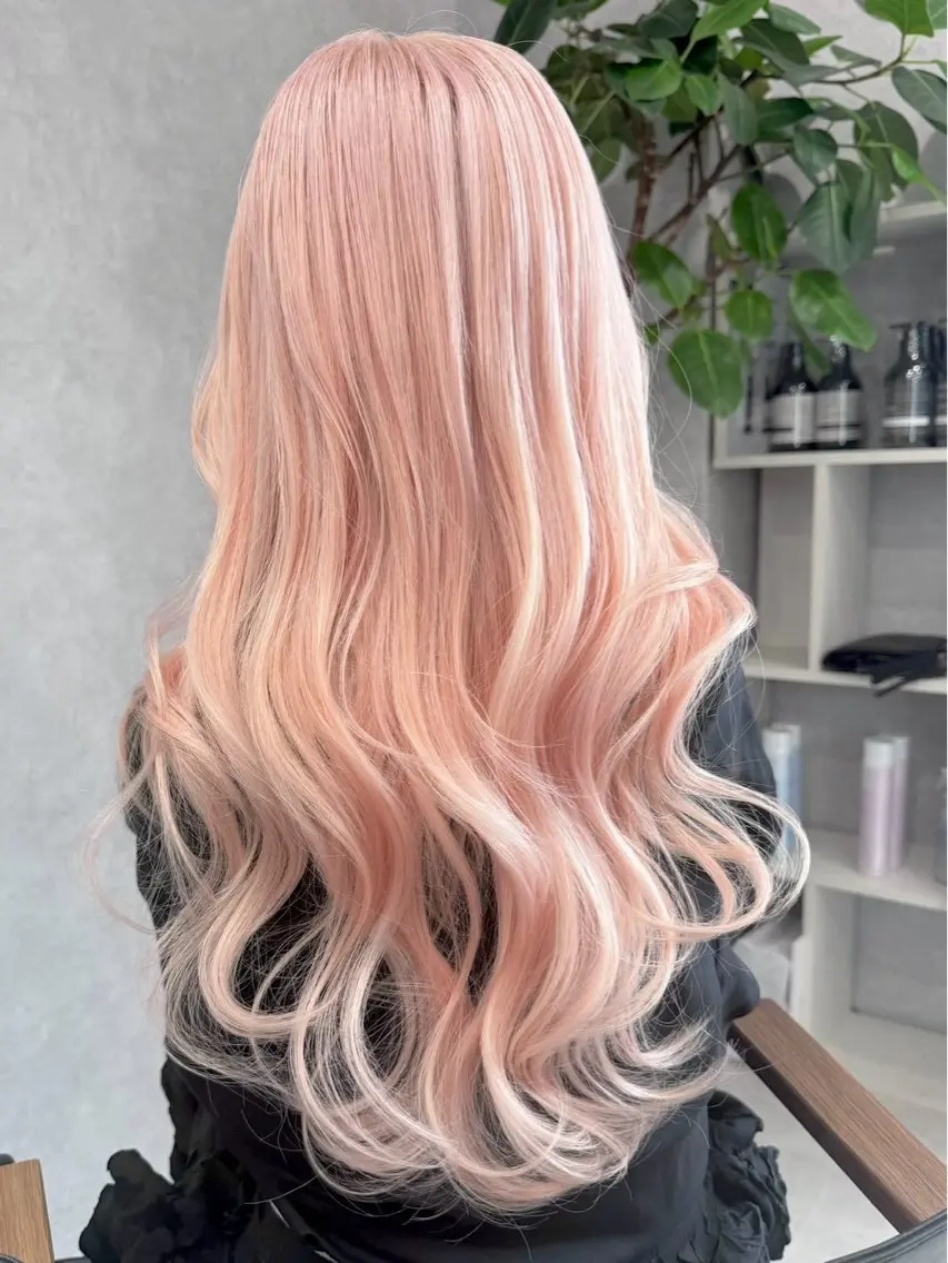 ロング カラー ブロンド 透明感カラー ハイトーンカラー ピンクカラー ヘアカラー 池袋ホワイト‎🤍 ブリーチ/shunのヘアスタイル