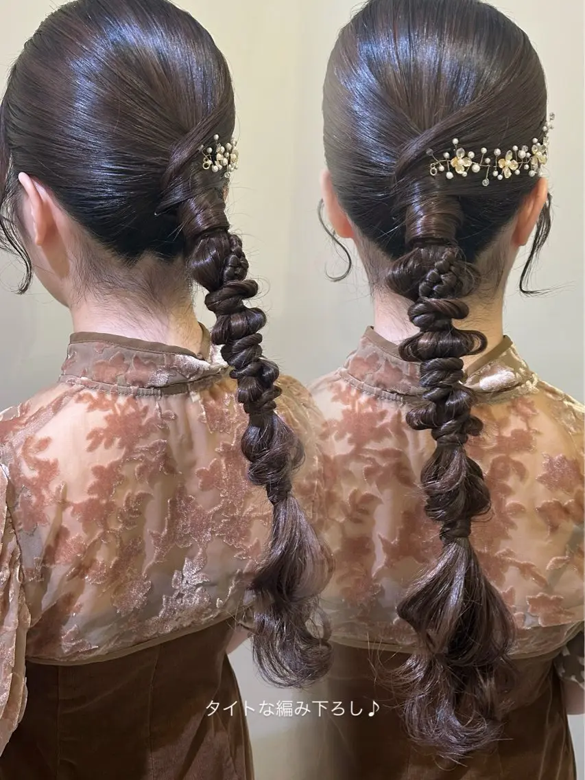 ロング ヘアアレンジ ボウ🪞ヘアセット /メイク/マツパのマツエク・マツパデザイン