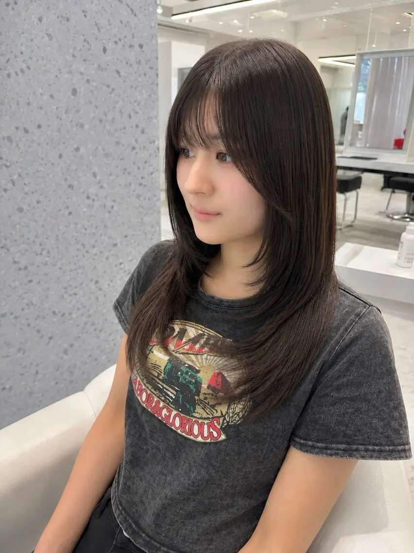 ロング 韓国風ヘア レイヤーカット 山田 ひかりのヘアスタイル
