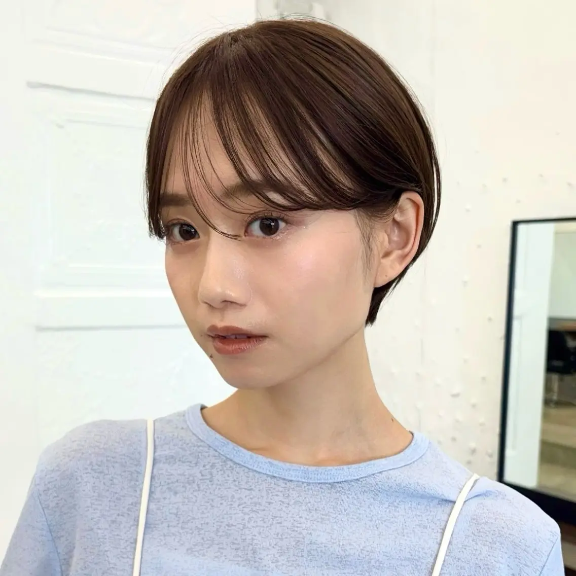 ショート カラー 丸みショート アッシュ アッシュブラウン ブラウンカラー シースルーバング カット ヘアカラー トリートメント 顔まわり🥨レイヤー /透明感/水口舞奈のヘアスタイル