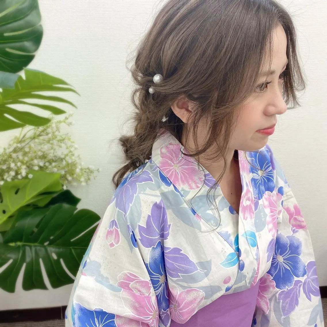セミロング 浴衣 韓国モテhair🍑 momoのヘアスタイル