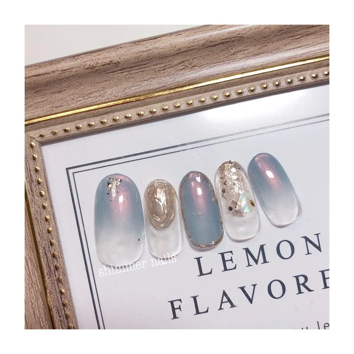 ネイル ブルー shimmer nailsのネイルデザイン