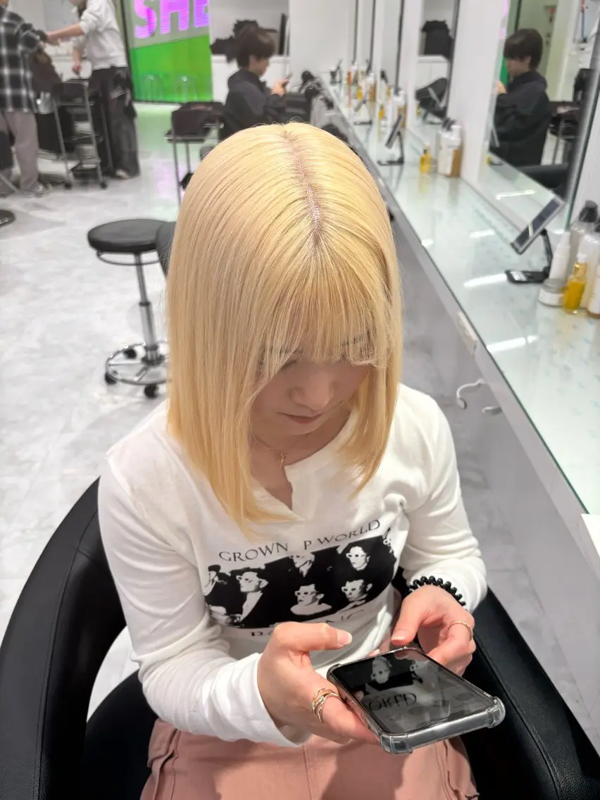 ロング カラー ヘアカラー トリートメント ヘアセット ウルフカットマスター みつきのヘアスタイル