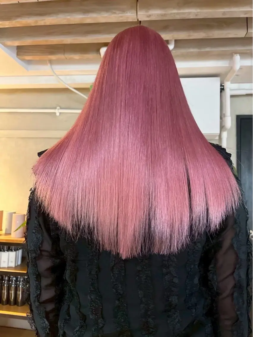 ロング ヘアカラー トリートメント 💗ピンクカラー/ はるか💗のヘアスタイル