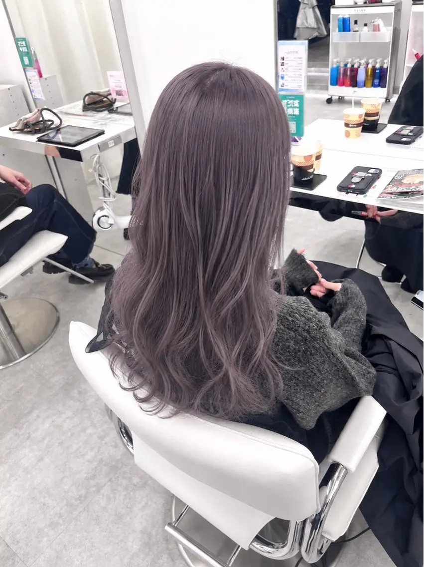 ロング カラー ラベンダーカラー シルバー ハイトーン/レイヤー 🇰🇷RYUKIのヘアスタイル
