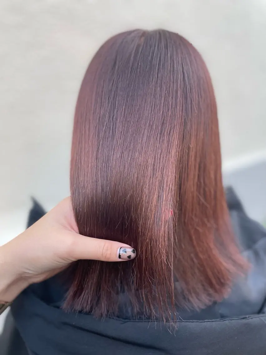 ミディアム カラー ブリーチ ブリーチなしカラー ピンクカラー Hikari /京都駅美容室のヘアスタイル