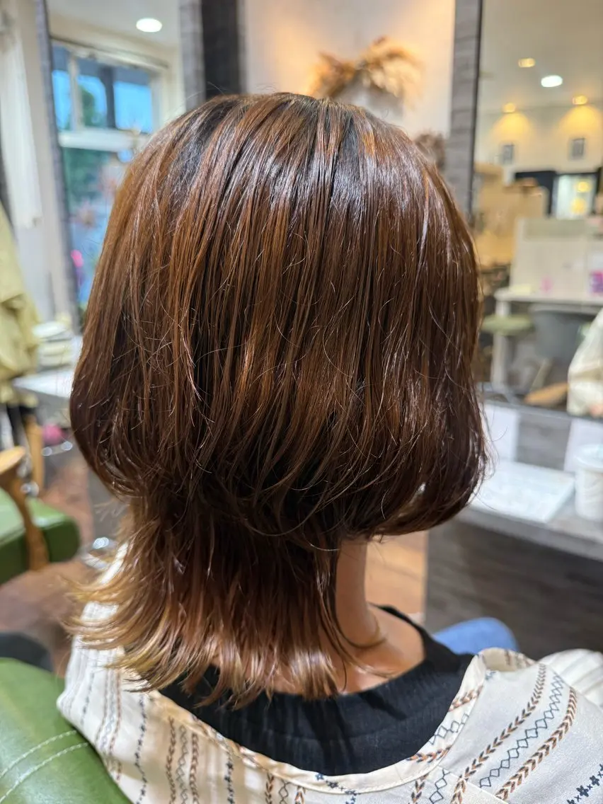 ミディアム パーマ カット パーマ トリートメント レイヤー/艶カラー 松本　希愛のヘアスタイル