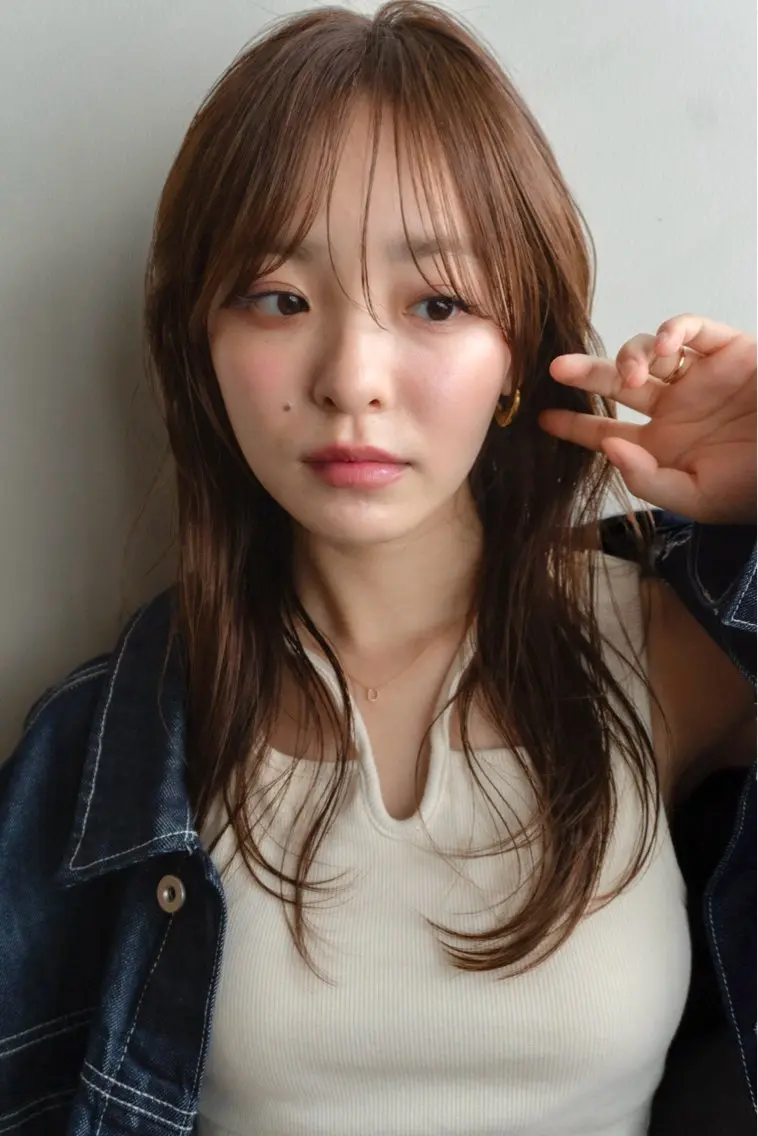 セミロング カラー ブラウンカラー 顔まわりレイヤー 顔周りカット レイヤーカット カット ヘアカラー トリートメント レイヤー/似合わせ TAKUYAのヘアスタイル